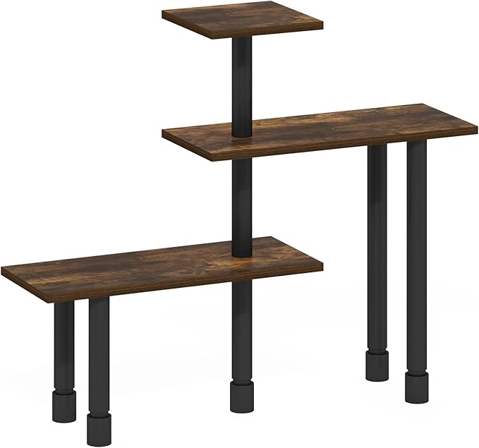 Furinno Turn-N-Tube 3-Tier Multipurpose Corner Countertop Organizer Shelf, Amber Pine/Black