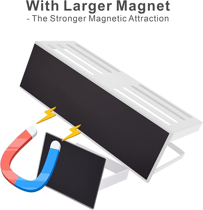Magnetic Spice Rack for Refrigerator Magnetic Fridge Shelf for Kitchen Spice Organizer Magnetic Shelf for Fridge White 2 Pack with Magnetic Paper Towel Holder