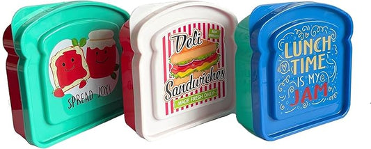 Set of 3 Toast Shaped Sandwich Boxes Food Storage Sandwich Containers, 2 cups / 16 oz / (Pack of 3)