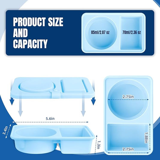 3 Pack Silicone Reusable Snack Containers with Lids, Cute Double Compartment Snackle Box Containersfor Dips Salad Condiment, Small Food Snack Case for Travel, School, Picnics