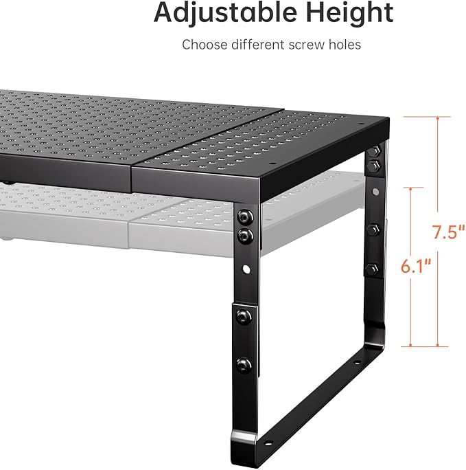 Cabinet Shelf,Expandable Adjustable Stackable Kitchen Organizer,for cabinets, Kitchens, countertops, bathrooms Shelf Organizer(1Pack/Black,Large)