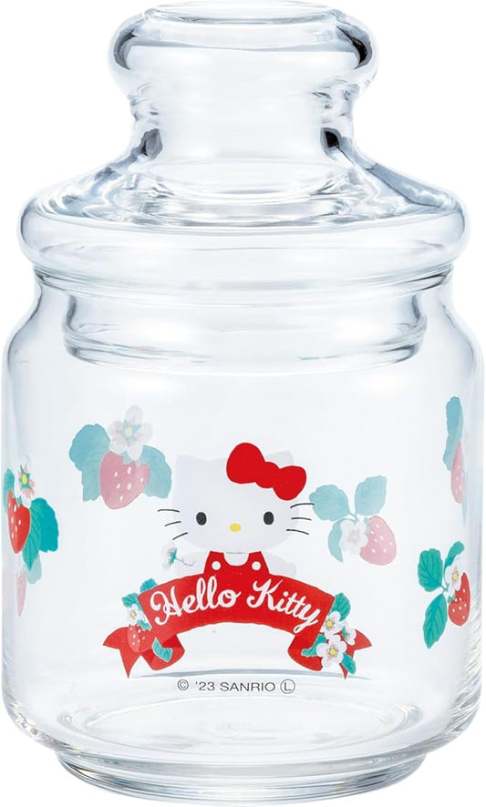 Sanrio SANRIO SAN4218-1 Hello Kitty Glass Canister Kitty Storage Container, Approx. 16.9 fl oz (500 ml), Miscellaneous Goods, Sanrio Goods, Gift, Present, Made in Japan