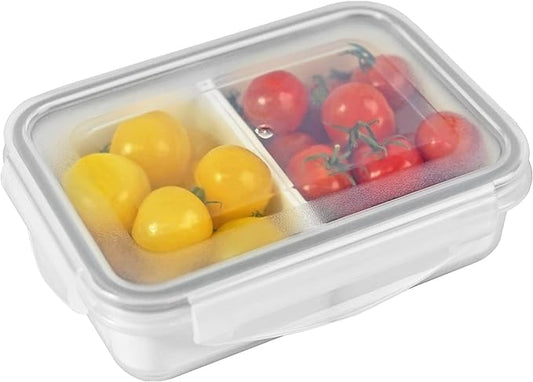 carrotez Food Storage Containers with 2 Removable Compartments, Snack Containers with Airtight Lids, Portion Control Container, Reusable, BPA Free, 2 Cup (480ml)