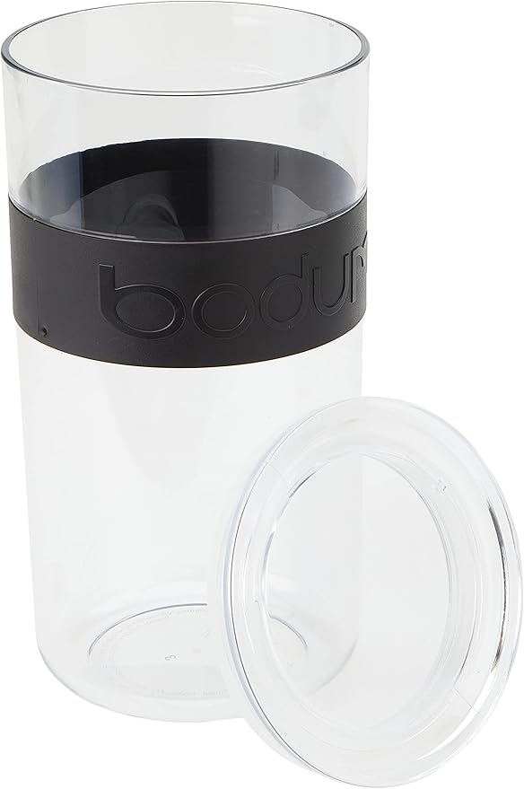 Bodum Presso Storage Container Jars for Food, Pasta, Cereal, Flour, Coffee, Snacks, and More, BPA-Free Plastic w/Airtight Silicone Seal, 12pc Set - Black