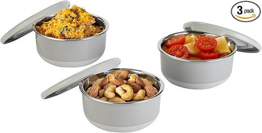 Lille Home Stainless Steel Salad Dressing Container, Leakproof Small Containers with Lids, 7.5 OZ for Condiments, Dips, Dipping Sauce Cups, Mini Food Storage, BPA Free, Set of Three