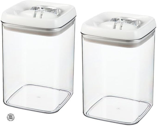 (2 Pack) Felli Flip Tite Acrylic Food Storage Rectangular Canister, 115 oz.,Clear