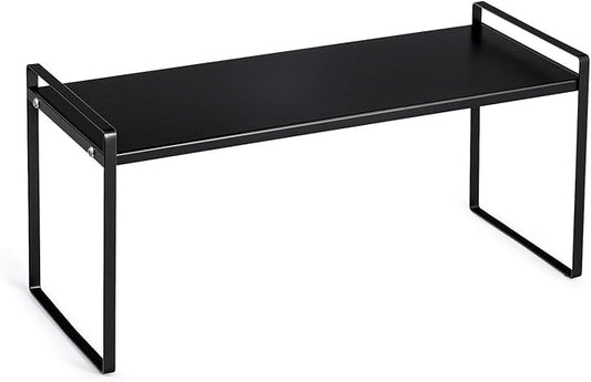 ideaglass Countertop Organizer, Cupboard Stand Spice Rack, 20" Cabinet Pantry Shelf, Organization and Storage For Kitchen Bathroom, Metal Plate Black
