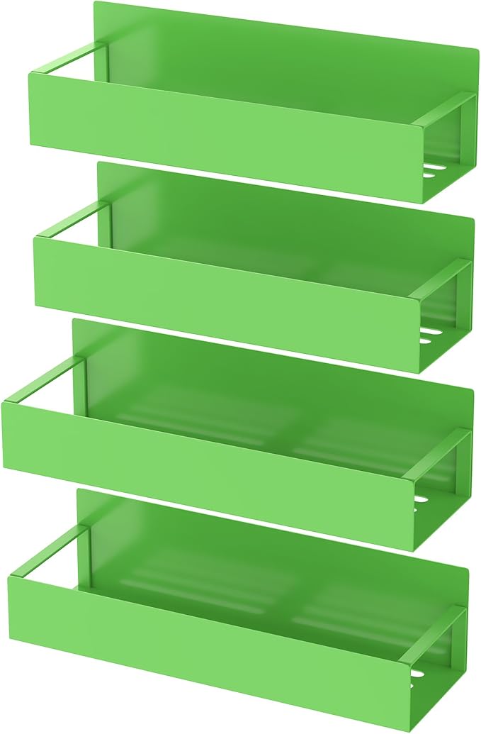 4 Pack Magnetic Spice Storage Rack Organizer for Refrigerator and Oven, Green Fridge Organizers and Storage