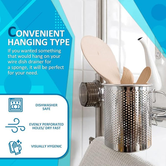 HOME&I Silverware Drying Basket, Kitchen Sink Utensil Holder Replacement,Thin Dish Drying Rack Countertop Organizer Stainless Steel 304 Flatware Cutlery Caddy Hold for Dish Drainer (VERY Small-Round)