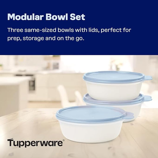 Tupperware Modular 2.5 Cup 3-Bowl Food Storage Set With Lids, Dishwasher Safe and BPA Free (3 Containers, 3 Lids)