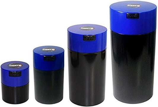 Tightvac Set of 4 - Patented Airtight Container | Multi-use Vacuum Container Works as Smell Proof Containers for Herbs and Dry Goods. Blue Black