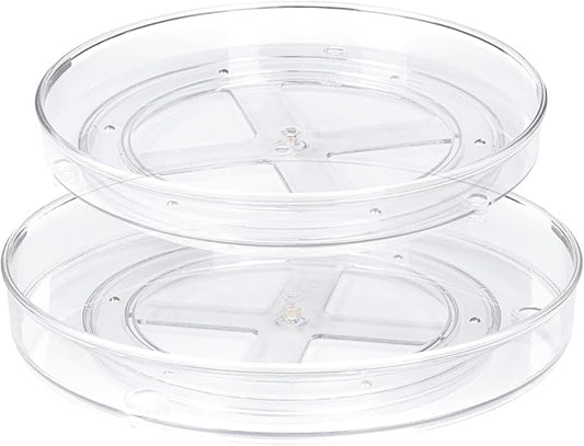 Lazy Susan Turntable Organizer for Cabinet, Clear Spice Rack for Pantry Lazy Susan Organizer, Kitchen (9 & 11 inch)