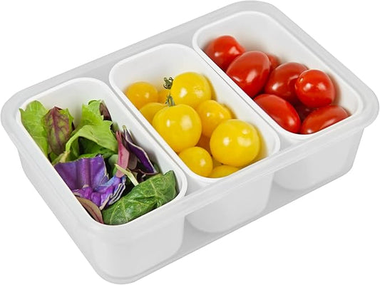 carrotez Food Storage Containers with 3 Removable Compartments, Food Prep Container with Airtight Lids, Portion Control Container, Microwave Safe, Reusable, 4.64 Cup (1100ml)