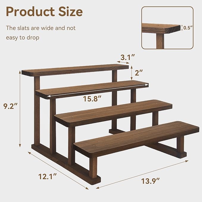 4 Tier Wooden Display Riser Stand,Cupcake Display Shelf Tabletop Spice Rack for Party,Kitchen,Perfume,Fragrance,Vendors event