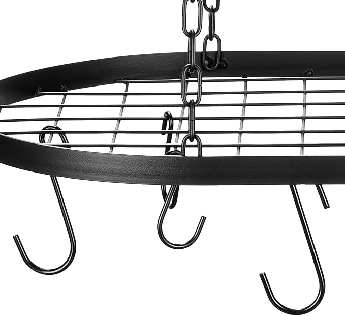 20 Inch Pots and Pans Organizer Hanging Rack Pot and Pan Organizer with 20 S Hooks for Home, Restaurant, Kitchen Cookware, Utensils, Books, Household(Black)