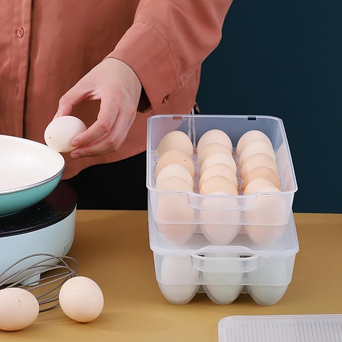 Begale 4-Pack Clear Egg Tray Container with Lid, Plastic Covered Egg Holder for Refrigerator, Fits 18 x 4 Eggs (72 Eggs)