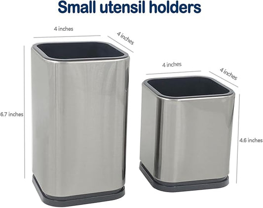 2PC Kitchen Utensil Holder Flatware Caddy Stainless Steel