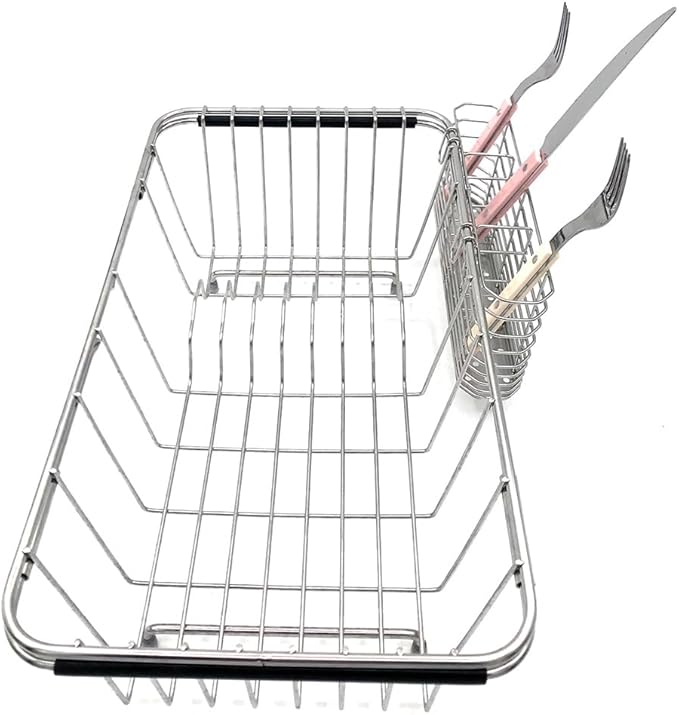 Cutlery Holder, Silverware Organizer And Drying Rack, Stainless Steel, 3 Compartments, Rust-Proof, No Drilling