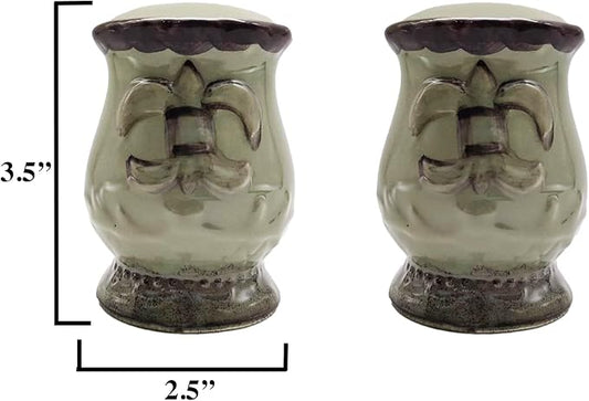 Tuscany Colorful Hand Painted Fleur De Lis Salt and Pepper Shaker, Kitchen Décor