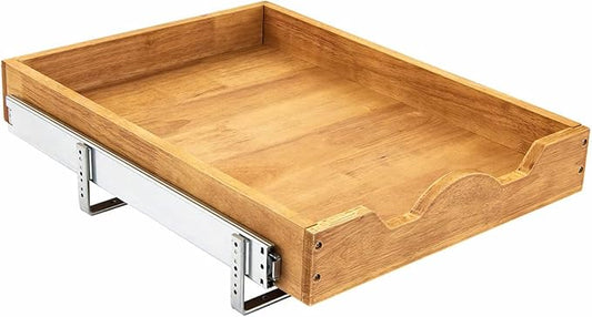 DINDON Pull Out Cabinet Organizer (20" W x 18" D) 1 Tier，Single Tier Oak Wood Under Cabinet Slide Out Shelf Drawer Box…