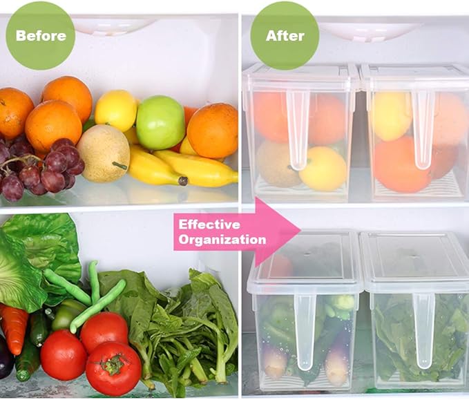 SILIVO Lettuce Keeper for Fridge(3 Pack)- 4.5L Vegetable Storage Containers for Refrigerator with Drain Tray Keep Fresh for Veggies and Salad