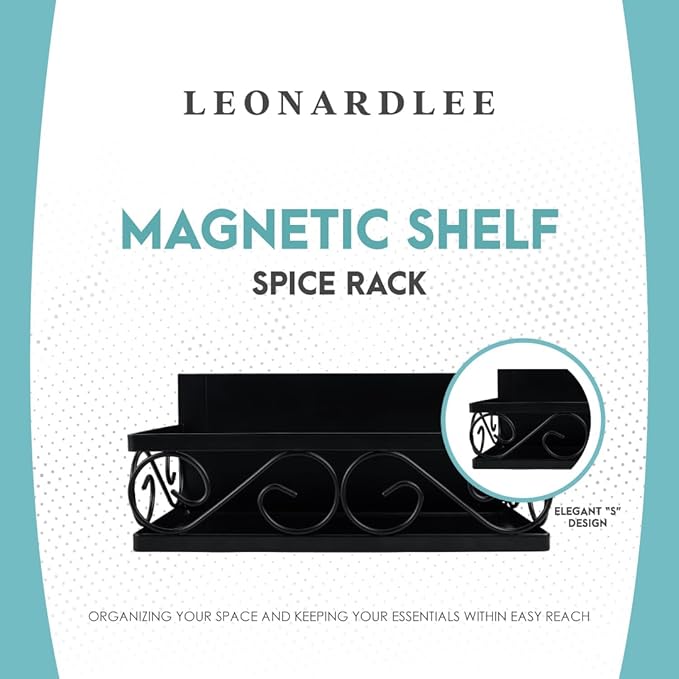 Magnetic spice Rack, Stronger Magnet with Wall Mount Option. 4 Removable Hooks, Perfect Space Saver for Kitchen- for Holding Spices, Jars, Bottle, cans (Pack of 2)