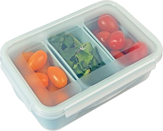 carrotez Food Storage Containers with 3 Removable Compartments, Food Prep Container with Airtight Lids, Portion Control Container, Microwave Safe, Reusable, 4.64 Cup (1100ml)