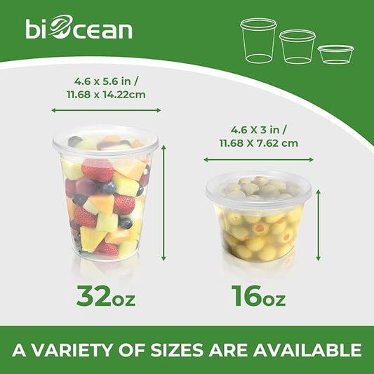 32 Oz Resuable Deli Containers With Lids Freezer Food Storage Containers Airtight Bulk 24 Set BPA-Free Plastic Soup Container Microwave Leakproof Deli Cups For Meal Prep,Leftover-Home/Takeout