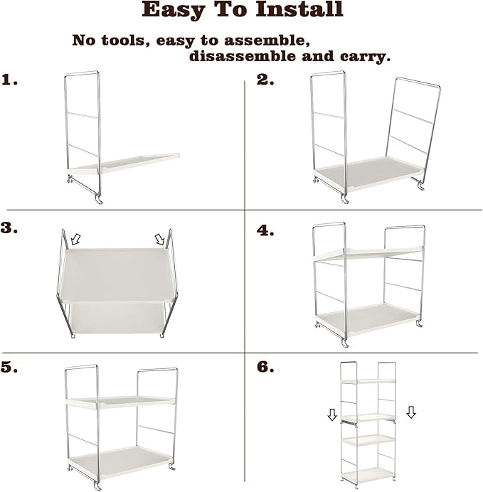 Plastic/Metal Freestanding Stackable Organizer Shelf,Bathroom Countertop Storage Shelf Cosmetic Organizer Holder Kitchen Spice Rack,2-Tier Standing Rack (Silver)