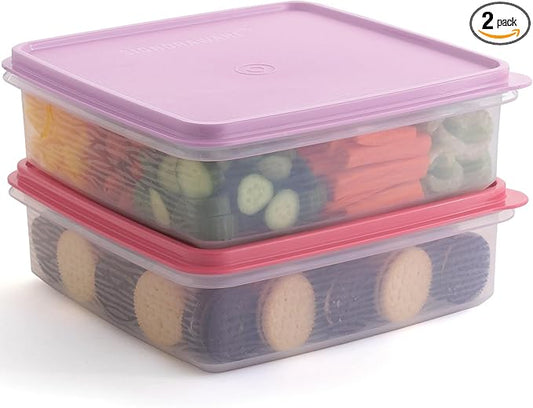 Plastic Storage Containers with Lids – 2-Pack 3L Cupcake Carrier – Leakproof Cookie Storage Containers Airtight – BPA-Free Plastic Containers with Lids for Food Storage, Meal Prep, Leftovers, Cupcakes