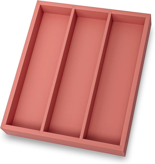 Silverware Organizer Bamboo Kitchen Drawer Organizer, Flatware Organizer Tray for Kitchen, Flatware, Utensils（Orange）