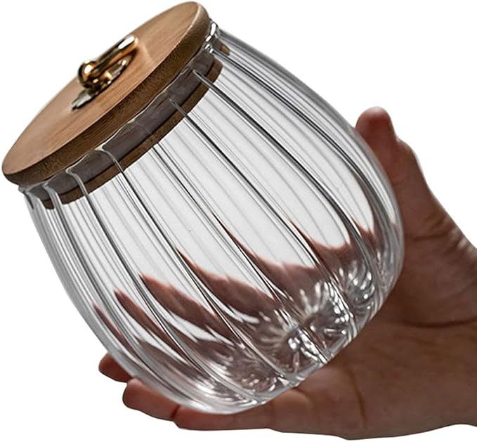 Erioctry 750ml/25oz Clear Glass Canister Food Storage Jar With Airtight Seal Acacia Wood Lids Kitchen Food Storage Containers for Coffee Bean Loose Leaf Tea Cookies Dry Fruit Nuts