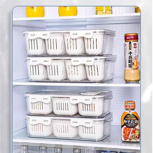 MANO Divided Snackle Box Charcuterie Container with 3 Compartment Sectioned Serving Tray for Cheese Veggie Fruit Berry Salad Refrigerator Fridge Storage(1 Pack)
