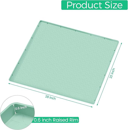 TRZZ Silicone Waterproof Under Sink Mat 28" x 22", Drip Tray and Cabinet Liner for Kitchen and Bathroom, Prevents Water Damage and Organizes Cabinets (Mint Green)