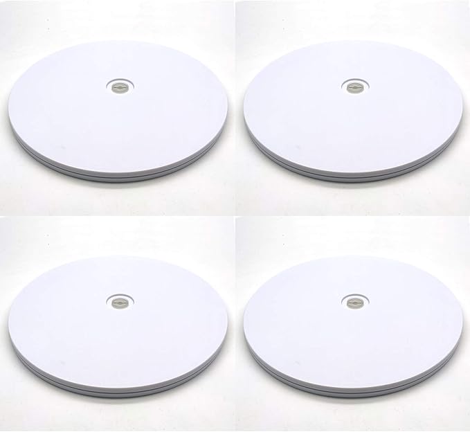 Round Lazy Susan,8",4-Pack,Susenya Heavy Duty Rotating Swivel Smooth Rotating Acrylic Lazy Susan Turntable with Steel Ball Bearings for TV,Computer Monitor, Potted Plants White