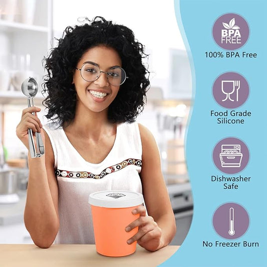 Ice Cream Containers (2 Pack - 1 Quart Each), Ice Cream Containers for Homemade Ice Cream, Ice Cream Storage Containers for Freezer, 1 Quart Freezer Containers for Ice Cream Storage - Berry