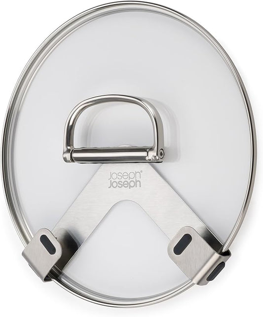 Joseph Joseph Space Set of 2 Pot and Pan Lid Holders Self Adhesive Wall Mount Storage Organizer, Suitable for Lids up to 11 in, 3M VHB Tape and Screws Included, Stainless Steel