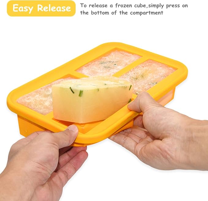 Bangp 1-Cup Silicone Freezing Tray with Lid,Soup Freezer Molds,Silicone Meal Prep Containers,Silicone Molds for Soup and Food Storage - Makes 4 Perfect 1 Cup Portions