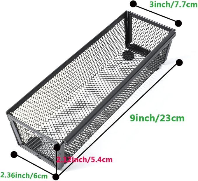 ihomecooker Mesh Tray Silverware Drawer Organizer, Utensil Cutlery Tray Office Supplies with Interlocking Arm Drawer Dividers Organizer for Flatware, Knives,Home,Office, School,Bedroom 9X3＂Black…