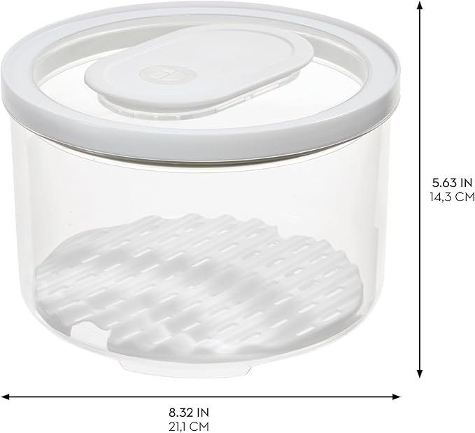 iDesign Round Fridge Produce Bin with Removable Drainage Tray and Lid - Set of 2 - Clear