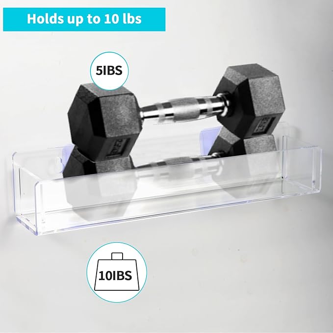 Acrylic Spice Rack Attached to the Wall for Kitchen Cabinet Doors or Hanging spice rack, RV spice rack, Hook & Loop, Bid Farewell to Dislodging Wall Mounted Acrylic Removable Rack (2 Pieces - Clear)