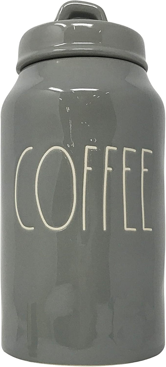 Rae Dunn by Magenta Ceramic Food Storage Canisters (9.5" in Height, Coffee/Grey/White Font)