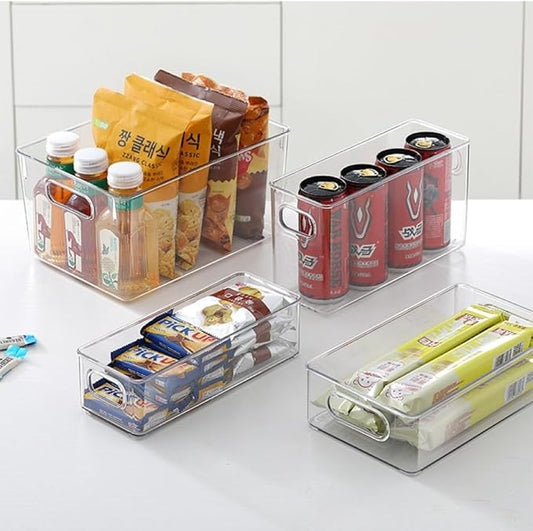Refrigerator Organizer with Clear Plastic Storage Cabinet, BPA Free, Multi-Size Saves Space (9.8x5.9x2.7inches)