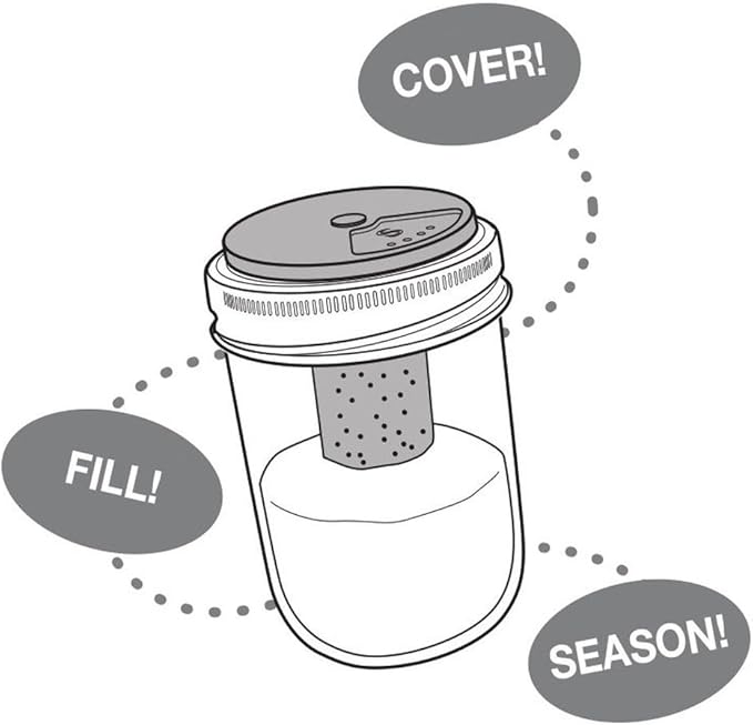Jarware Salt and Pepper Shaker for Regular Mouth Mason Jars, Grey