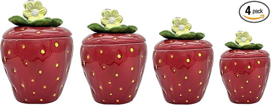 Tuscany Strawberry Shaped, Set of 4 Canisters, 83501 by ACK