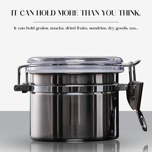 Coffee Canister, 4 Sizes Stainless Steel Kitchen Food Storage Container Bottle Sugar Tea Coffee Beans Canister (small size)