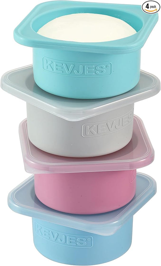 500ml Pizza Dough Proofing Containers for DIY family Artisan Pizza, Food Grade Silicone Stackable Boxes with Lids-4 Pack (Four-color containers)