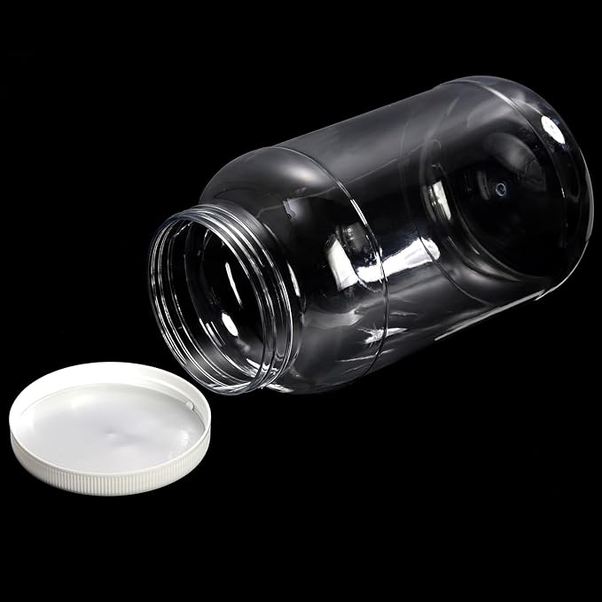 ZOOFOX 2 Pack Plastic Jars with Lids, 1 Gallon Wide Mouth Storage Containers, Empty Plastic Jars for Kitchen & Household Storage of Dry Goods, Peanut, Candy, Noodles