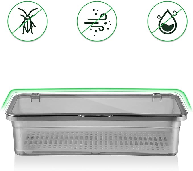 Cabilock Silverware Organizer with Lid Drawer organizer Kitchen Flatware Tray holder Utensil Organizer Drawer Countertop Storage Container (Grey)