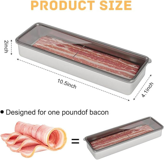 Stainless Steel Airtight Cheese Container with Lid - Bacon Holder, 10.5 Inches Long